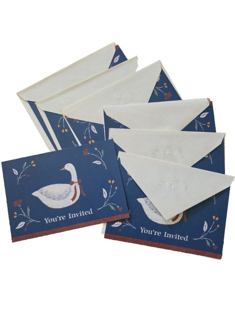 Hallmark Goose Invitation Stationery Set Cottagecore Folk Art Retro Country Blue